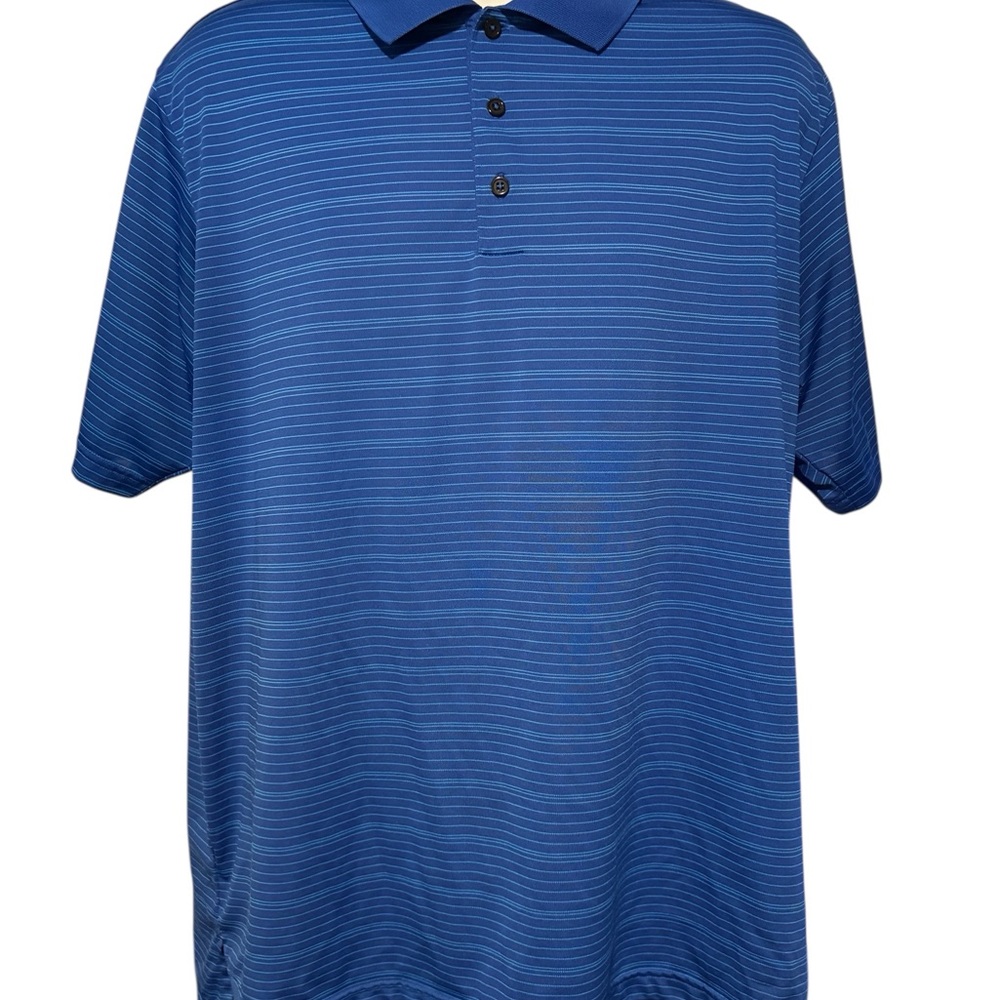 Men's Adidas Golf Blue Striped Polo Shirt XL